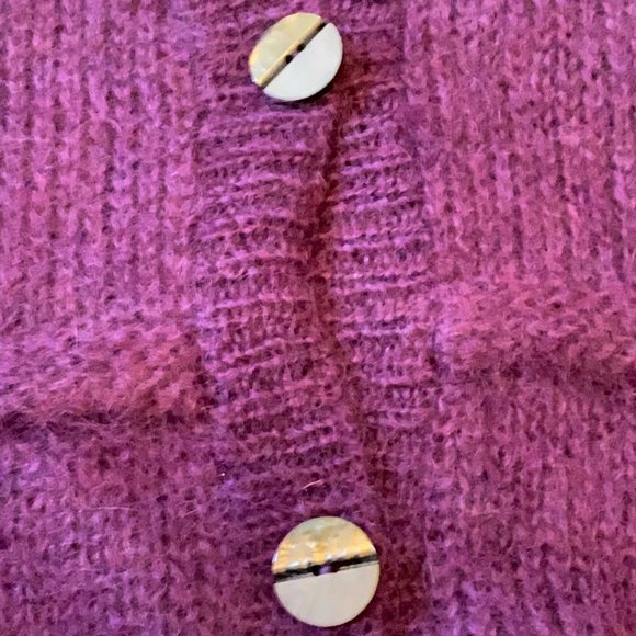 Vintage Chelsea Young mohair purple cardigan sweater, size L NWT - Picture 5 of 7